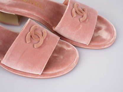 Chanel Gold Heels Pink Mules Size 38C