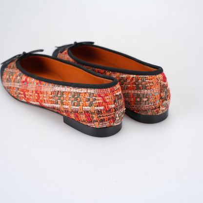 Chanel Ballet Flats Multicolor Fabric and Leather CC 38