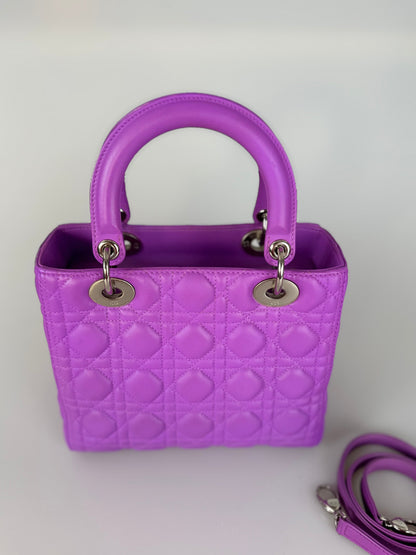 Dior Lady Dior Bag Bag Medium  purple Lambskin Leather with Silver Hardware