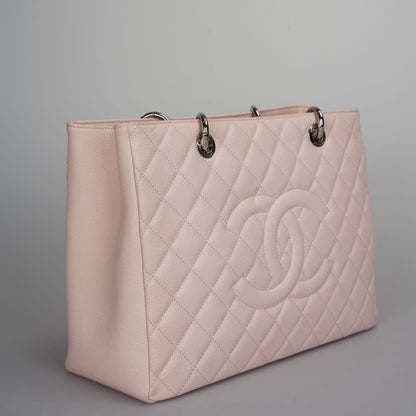 Chanel Grand Shopping Tote Light Pink GST Bag in Caviar Leather with Silver Hardware