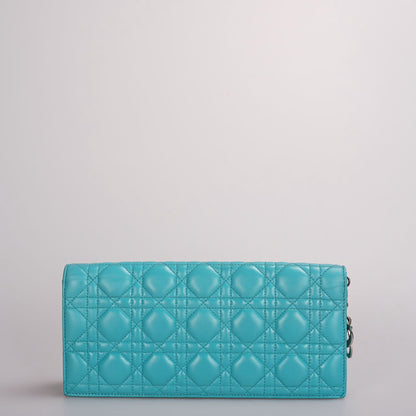 Dior Aqua Green Cannage Leather Lady Dior Chain Clutch bag