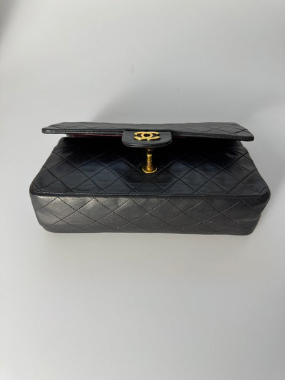 Chanel vintage timeless flap bag black medium 24k gold hardware