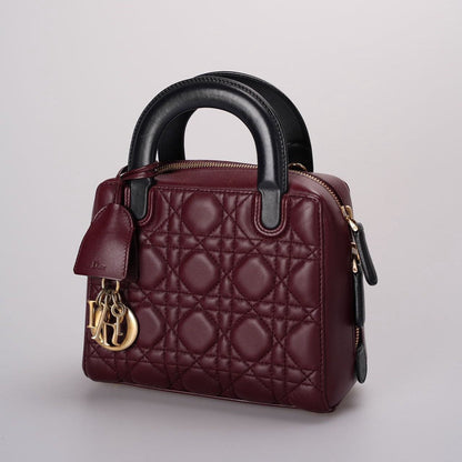 Christian Dior Lambskin Burgundy Cannage Lily Tote Bag