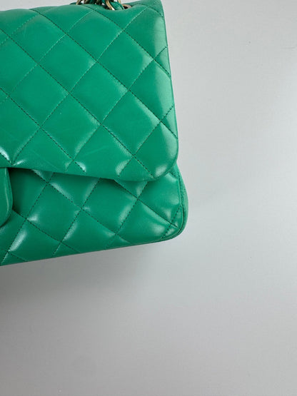 Chanel timeless Flap Bag Jumbo Green with Gold Hardware