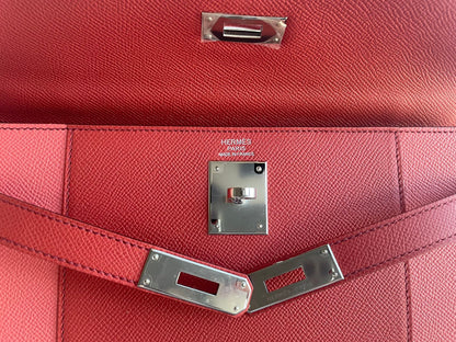 Hermes Kelly 32cm Bag Sellier Flag in Flamingo and Coral Epsom Leather with Palladium Hardware