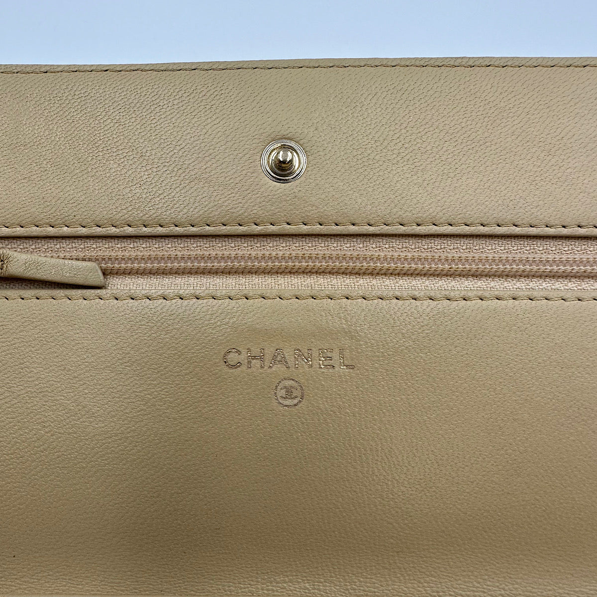 Wallet on chain classique agneau beige