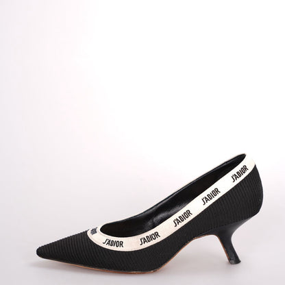 Christian Dior Black Canvas J'adior Pumps Size 37.5D with Beige Insole