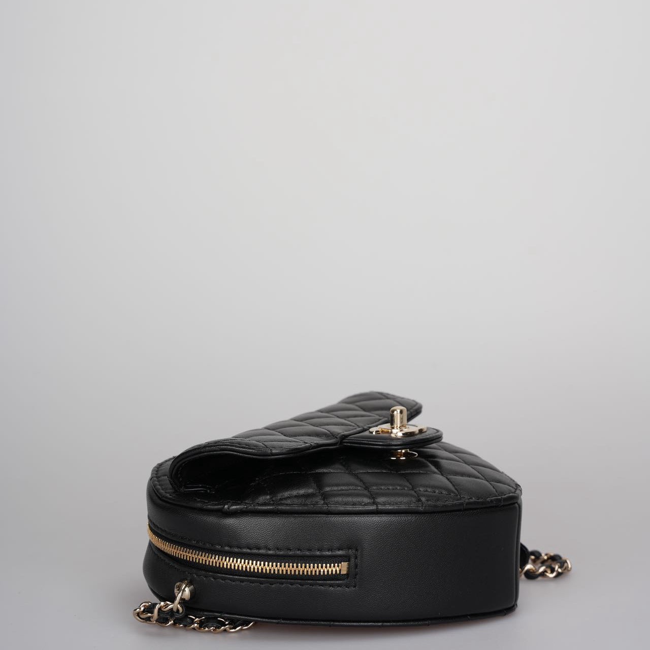 Chanel Large Heart Bag in Black Lambskin Gold Hardware