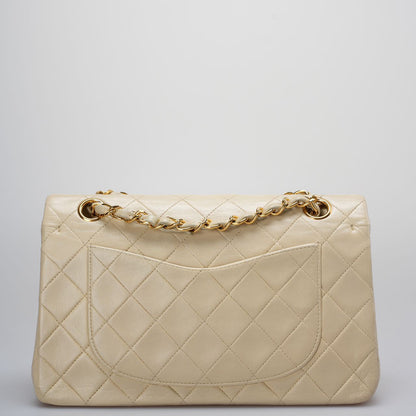 Chanel Vintage Beige Quilted  Leather small timeless Double Flap Bag