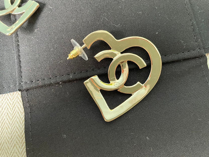 Chanel heart hoop earrings