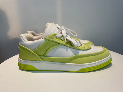 Chanel Fabric Sneakers In Lime yellow color with CC LOGO