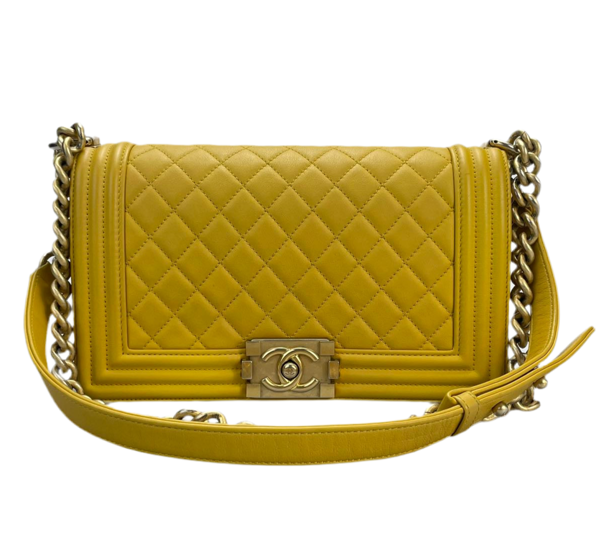 Chanel Leboy Medium in Lemon Yellow Bag with Gold Hardware