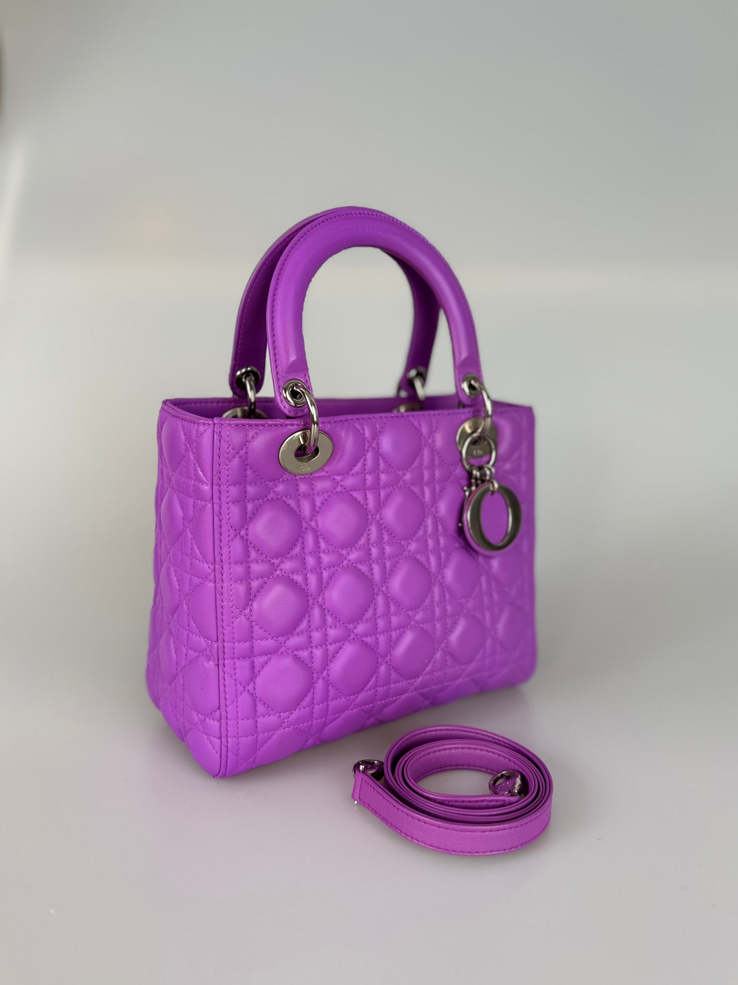 Dior Lady Dior Bag Bag Medium  purple Lambskin Leather with Silver Hardware