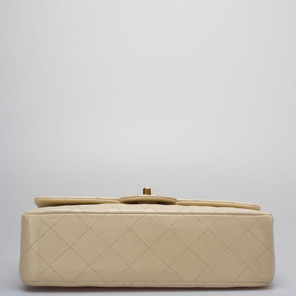 Chanel Vintage Beige Quilted  Leather small timeless Double Flap Bag