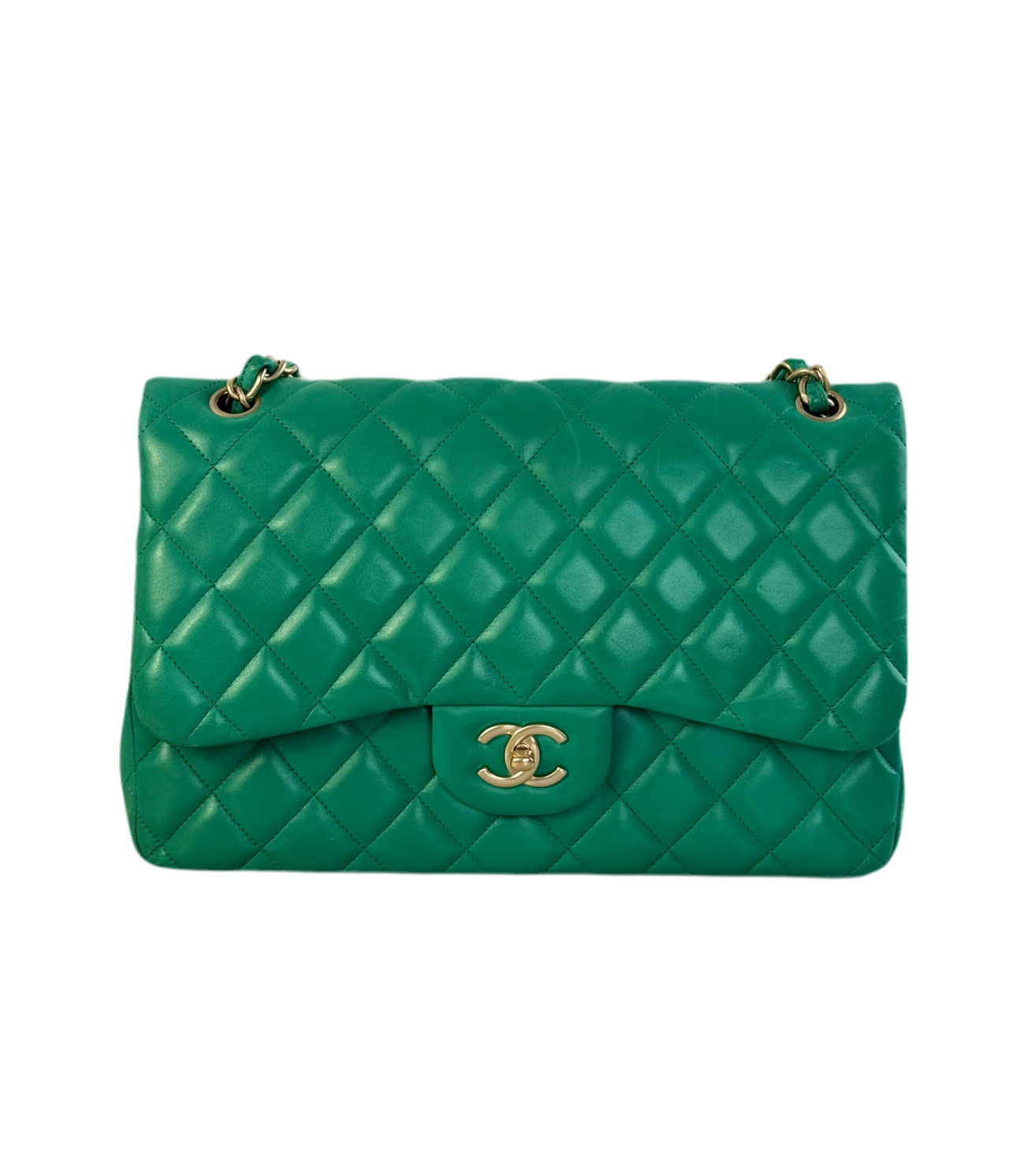 Chanel timeless Flap Bag Jumbo Green with Gold Hardware