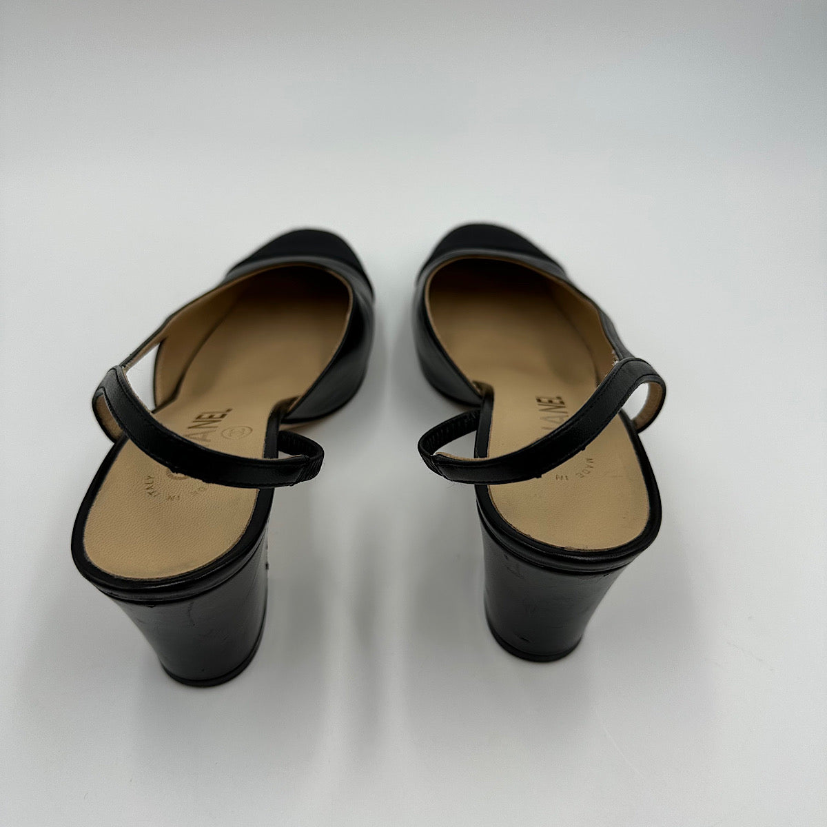 Slingback chèvre et gros grain noir T.36C