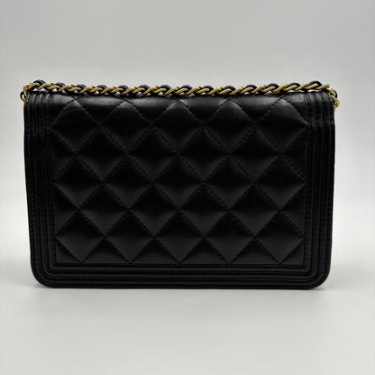 Wallet on chain Boy agneau noir