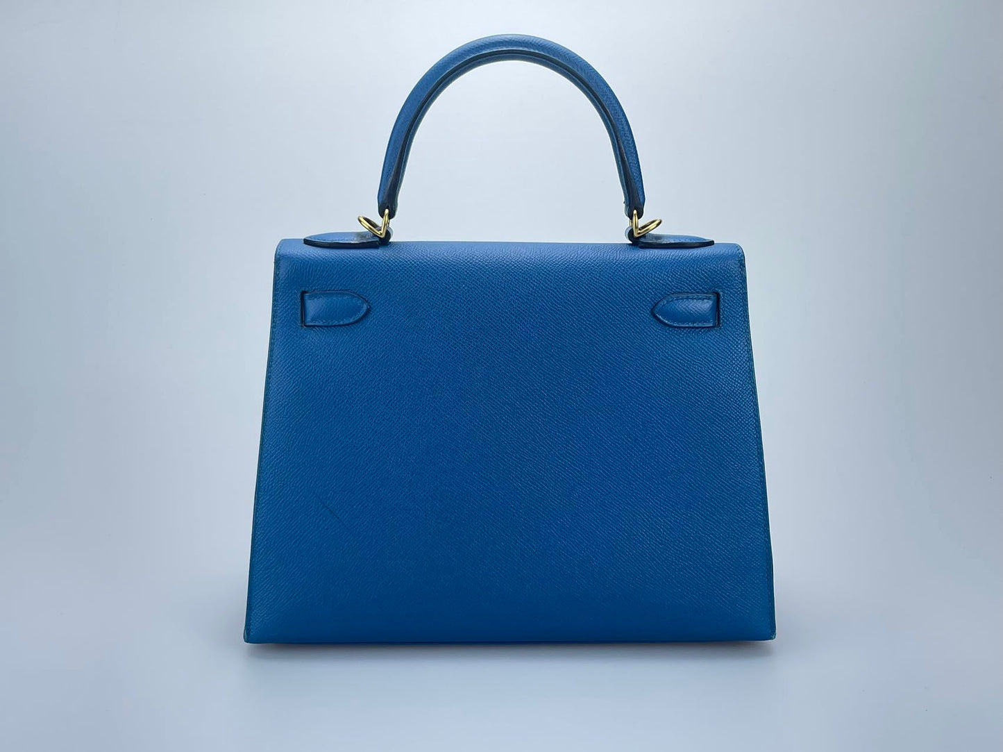 Hermes Kelly Sellier Bag 28cm In Blue Epsom Leather With Gold Hardware