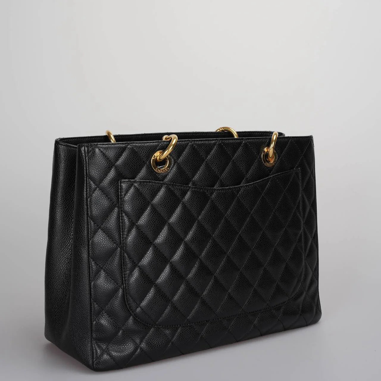 Chanel Grand Shopping Tote black gst Bag in Cavier Leather with gold Hardware