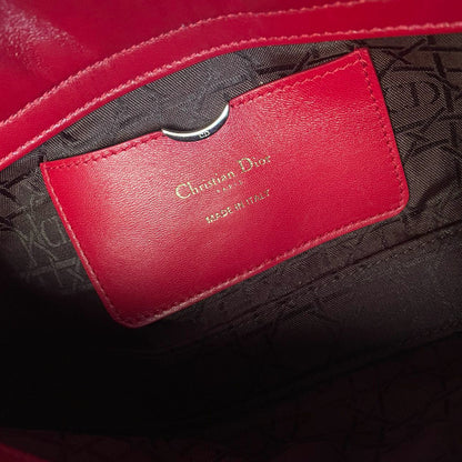 Dior Red Medium Lambskin Cannage Lady D-Joy Bag