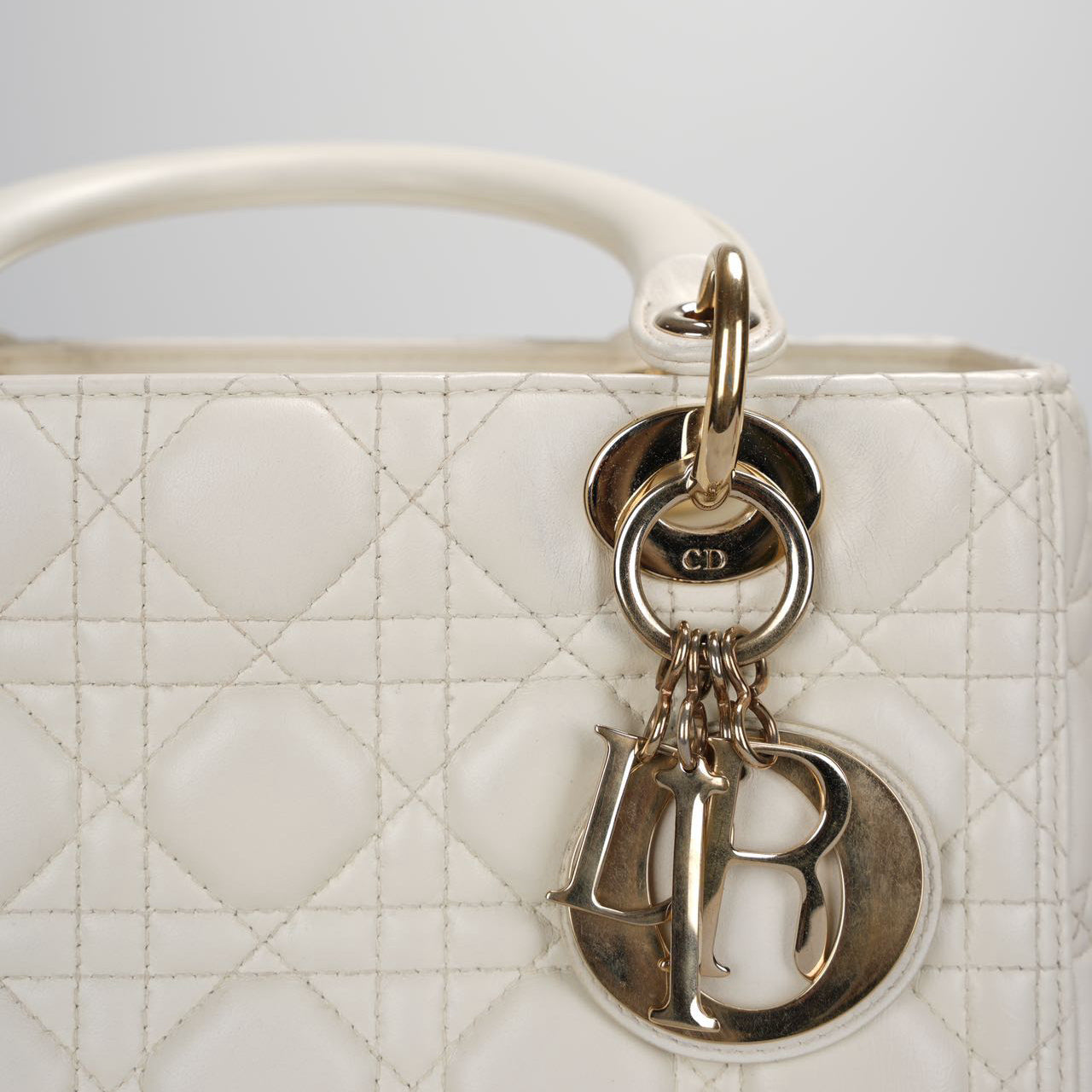 Christian Dior Lady Dior Bag White Medium 2017