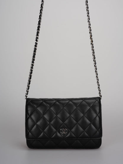 Chanel Black Classic WOC Lambskin Leather with Silver Hardware