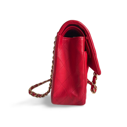 Chanel Red timless Flap Bag With Gold Hardware