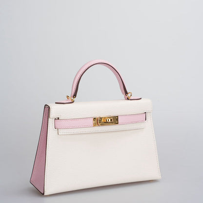 Hermes Mini Kelly  20cm HSS In Chèvre  mysore Nata with Rose Sakura