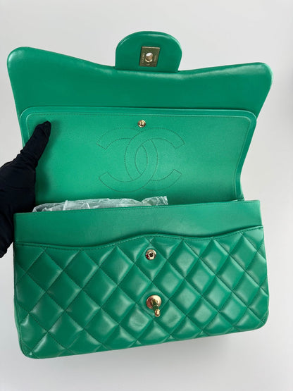 Chanel timeless Flap Bag Jumbo Green with Gold Hardware