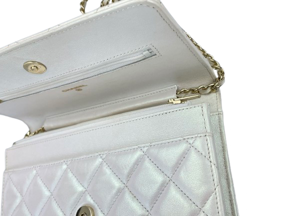 Chanel Wallet on Chain Bag Quilted Iridescent Lambskin Crossbody