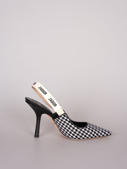 Dior J'Adior  sandals in black and white houndstooth canvas size 38