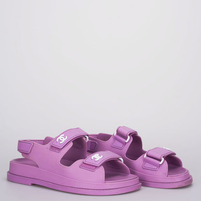 Chanel purple cc rubber Dad Sandals 36