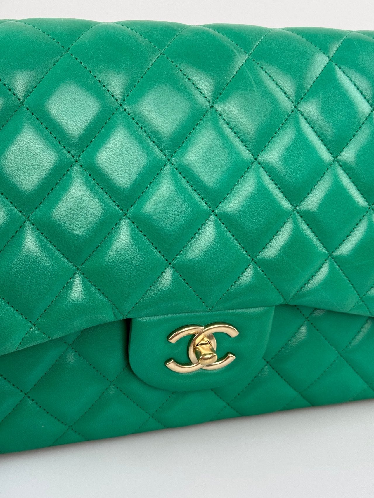 Chanel timeless Flap Bag Jumbo Green with Gold Hardware