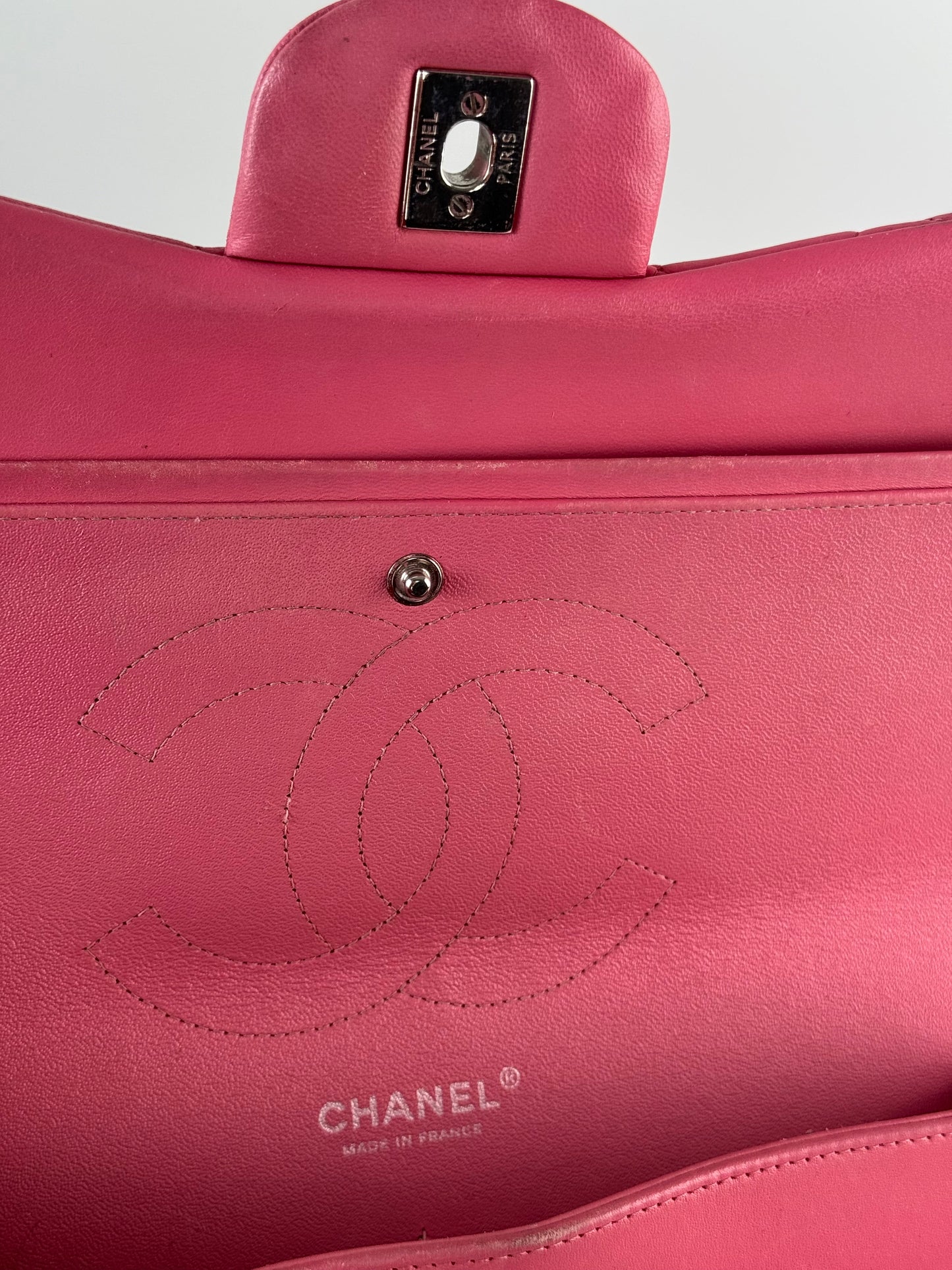 Chanel Classic Flap Bag Jumbo pink with Silver Hardware