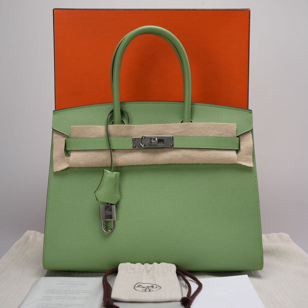 Hermes Birkin 30 Seiller Vert Avocado Green Epsom Leather with Palladium Hardware