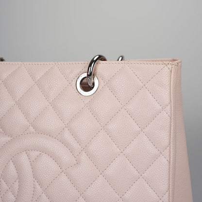 Chanel Grand Shopping Tote Light Pink GST Bag in Caviar Leather with Silver Hardware