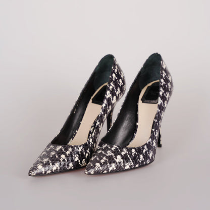 Christian Dior Classic Houndstooth Stiletto 10 cm Pumps 37 with Beige Insole