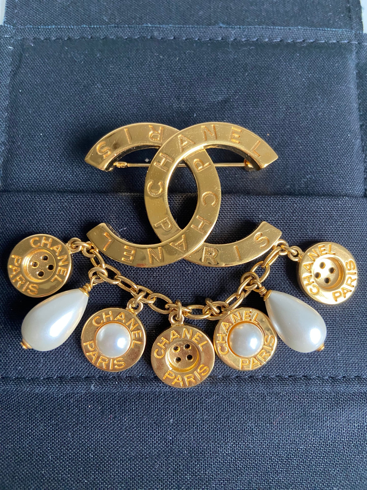 CHANEL CC AND BUTTON BROOCH