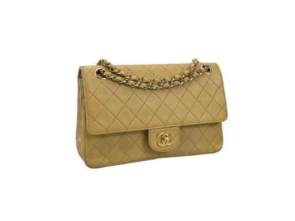 Chanel Beige Vintage Timeless Flap Bag Medium