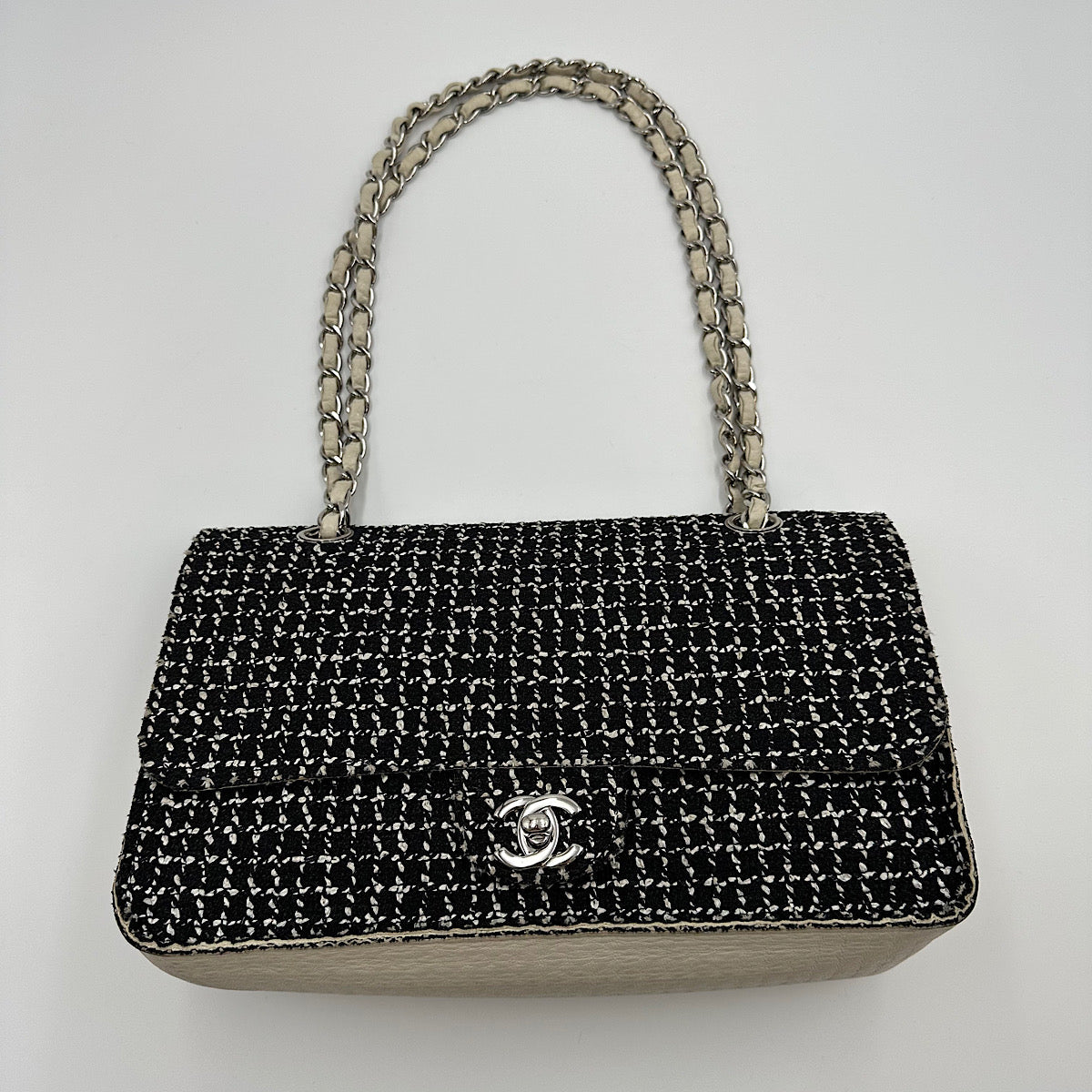 Sac Classique en tweed noir & blanc