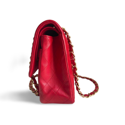 Chanel Red timless Flap Bag With Gold Hardware