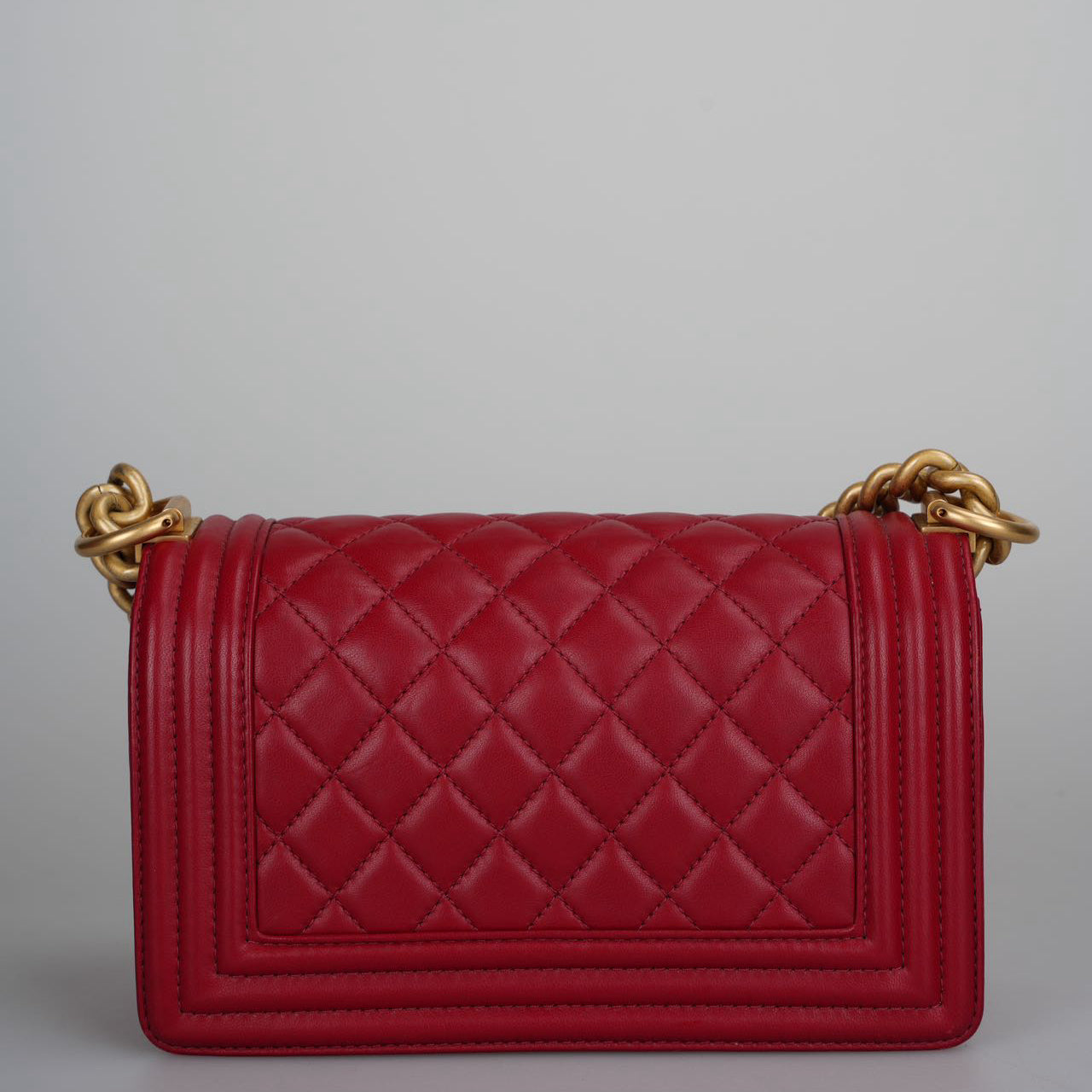 Chanel Quilted reared Small Boy Lambskin with Aged Gold Hardware