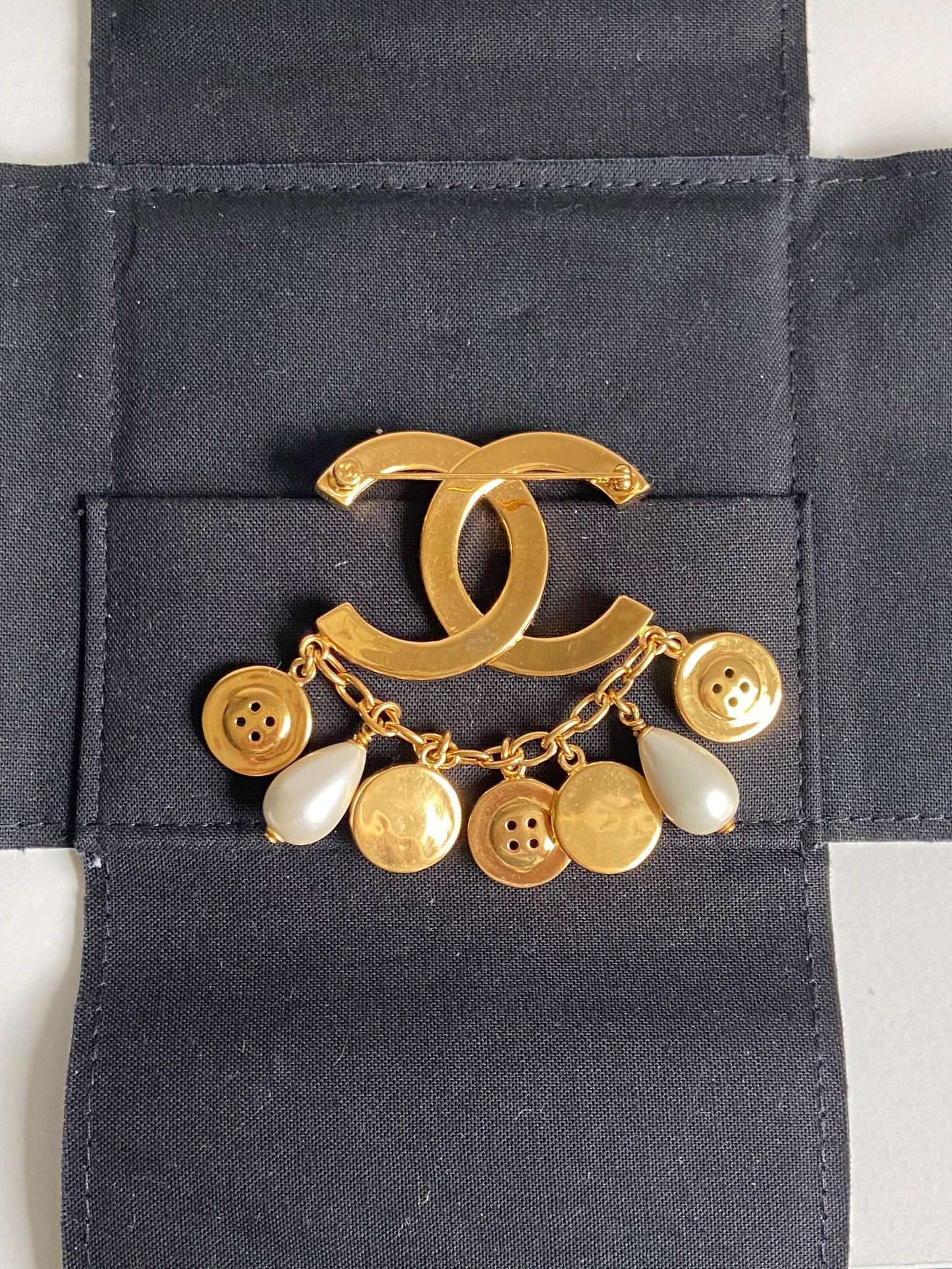 CHANEL CC AND BUTTON BROOCH