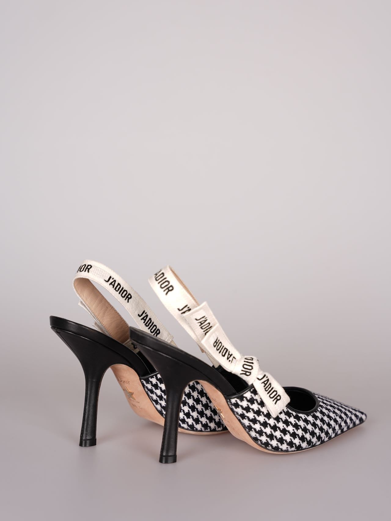 Dior J'Adior  sandals in black and white houndstooth canvas size 38