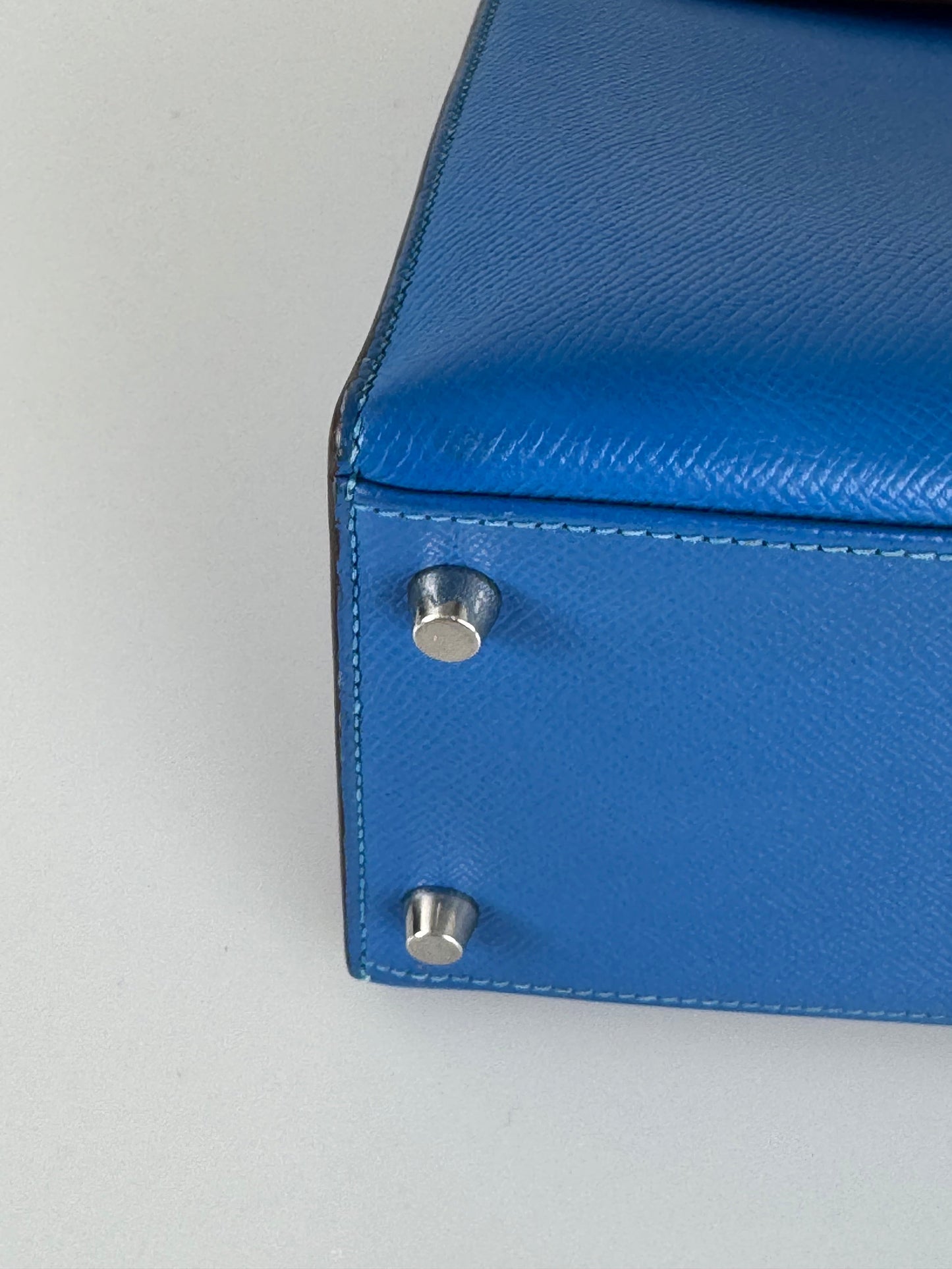 Hermes Kelly Sellier Bag 28cm In Blue Epsom Leather With Gold Hardware