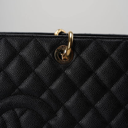 Chanel Large Grand Shopping Tote black gst Bag in Cavier Leather with Gold Hardware