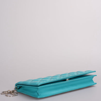 Dior Aqua Green Cannage Leather Lady Dior Chain Clutch bag