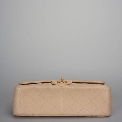 Chanel Beige Jumbo timeless Flap Bag Caviar Leather with Gold Hardware