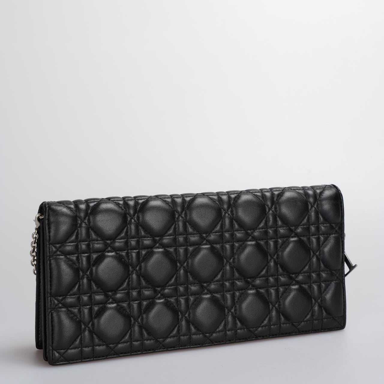 Christian Dior Lambskin Cannage Lady Dior Clutch in Black