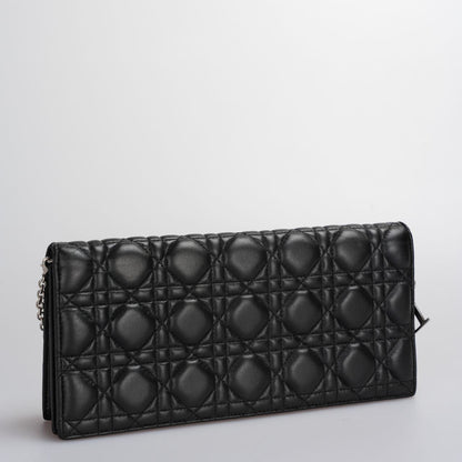 Christian Dior Lambskin Cannage Lady Dior Clutch in Black